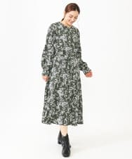 OLELV23139 eur3(エウルキューブ) 【雑誌掲載】【大きいサイズ】ボタニカルフラワープリントワンピース カーキ(36)
