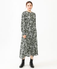 OLELV23139 eur3(エウルキューブ) 【雑誌掲載】【大きいサイズ】ボタニカルフラワープリントワンピース カーキ(36)