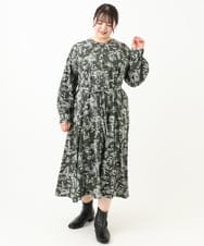 OLELV23139 eur3(エウルキューブ) 【雑誌掲載】【大きいサイズ】ボタニカルフラワープリントワンピース カーキ(36)