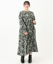 OLELV23139 eur3(エウルキューブ) 【雑誌掲載】【大きいサイズ】ボタニカルフラワープリントワンピース カーキ(36)