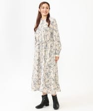 OLELV23139 eur3(エウルキューブ) 【雑誌掲載】【大きいサイズ】ボタニカルフラワープリントワンピース ベージュ(82)