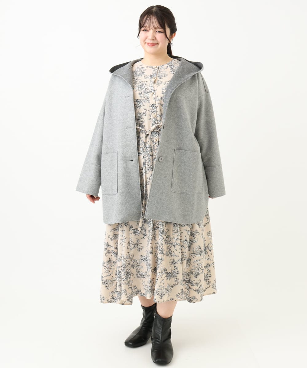 OLELV23139 eur3(エウルキューブ) 【雑誌掲載】【大きいサイズ】ボタニカルフラワープリントワンピース ベージュ(82)
