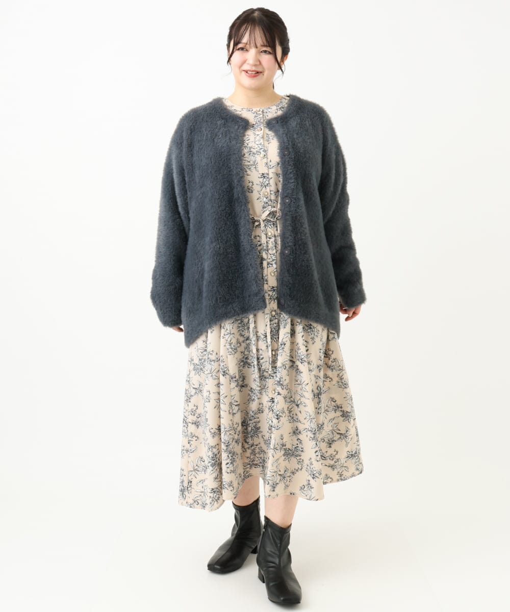 OLELV23139 eur3(エウルキューブ) 【雑誌掲載】【大きいサイズ】ボタニカルフラワープリントワンピース ベージュ(82)
