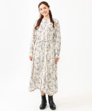OLELV23139 eur3(エウルキューブ) 【雑誌掲載】【大きいサイズ】ボタニカルフラワープリントワンピース ベージュ(82)