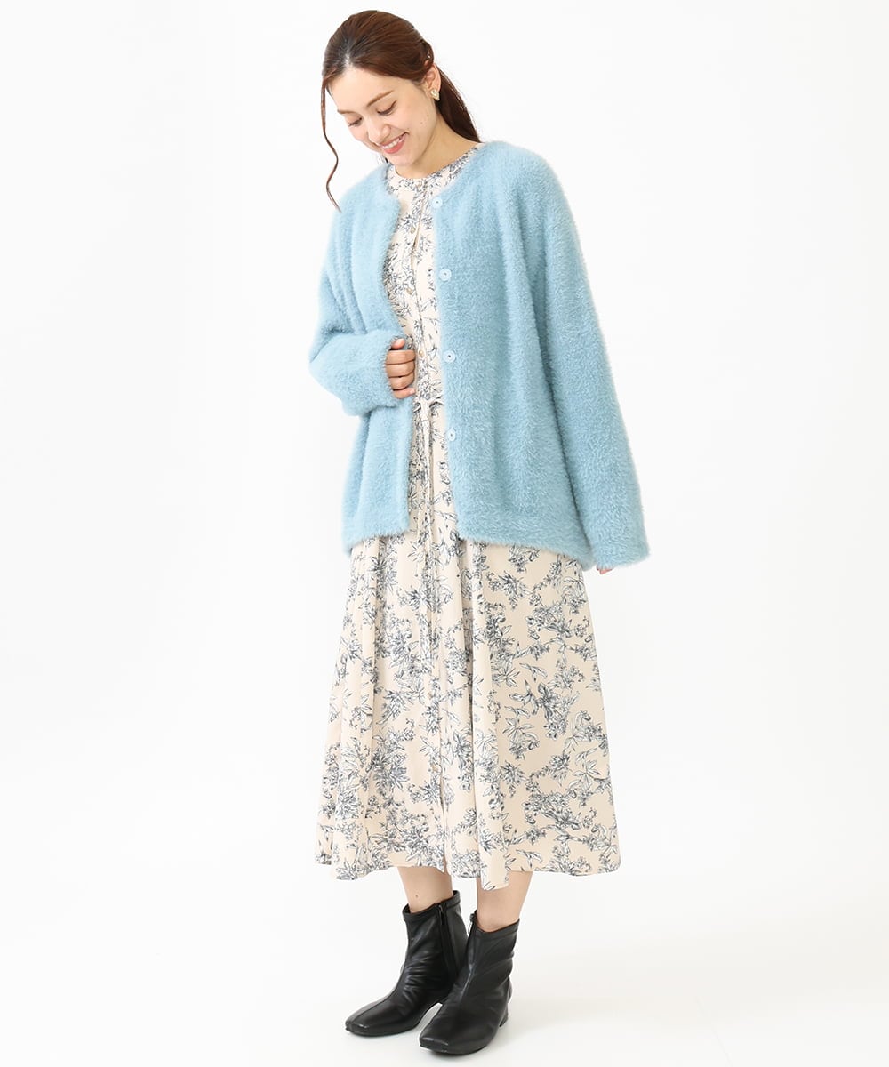 OLELV23139 eur3(エウルキューブ) 【雑誌掲載】【大きいサイズ】ボタニカルフラワープリントワンピース ベージュ(82)