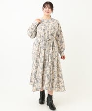 OLELV23139 eur3(エウルキューブ) 【雑誌掲載】【大きいサイズ】ボタニカルフラワープリントワンピース ベージュ(82)