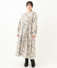OLELV23139 eur3(エウルキューブ) 【雑誌掲載】【大きいサイズ】ボタニカルフラワープリントワンピース ベージュ(82)