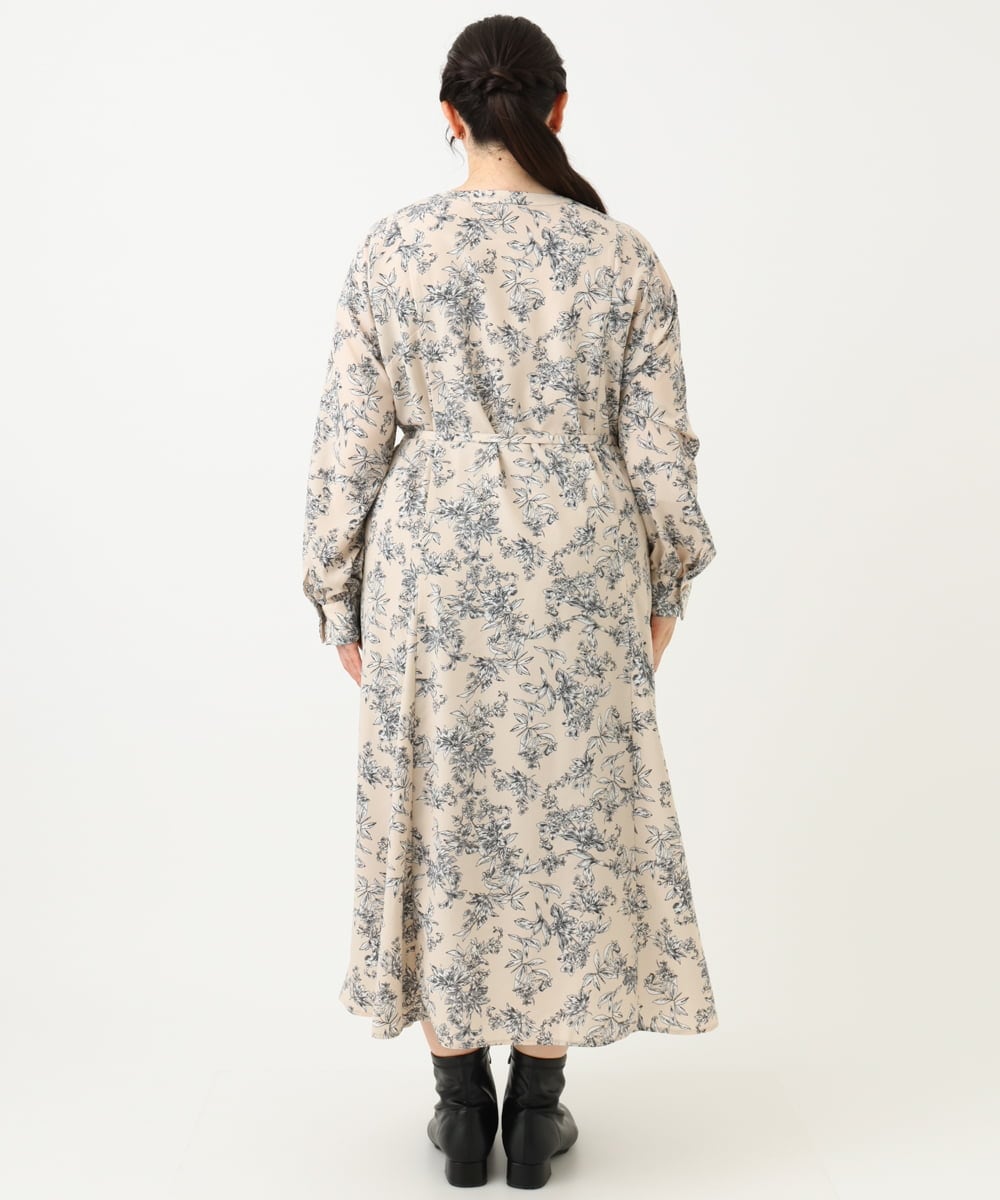 OLELV23139 eur3(エウルキューブ) 【雑誌掲載】【大きいサイズ】ボタニカルフラワープリントワンピース ベージュ(82)