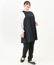 OLELV24079 eur3(エウルキューブ) 【大きいサイズ】レイヤード風ニットソーチュニック ネイビー(57)