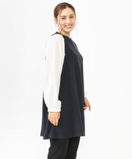 OLELV24079 eur3(エウルキューブ) 【大きいサイズ】レイヤード風ニットソーチュニック ネイビー(57)
