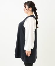 OLELV24079 eur3(エウルキューブ) 【大きいサイズ】レイヤード風ニットソーチュニック ネイビー(57)