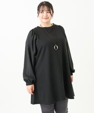 OLELV24079 eur3(エウルキューブ) 【大きいサイズ】レイヤード風ニットソーチュニック ブラック(94)