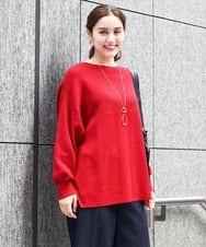 OLFAA01054 eur3(エウルキューブ) 【大きいサイズ】新色追加！ドロップショルダーカラーニット レッド(05)