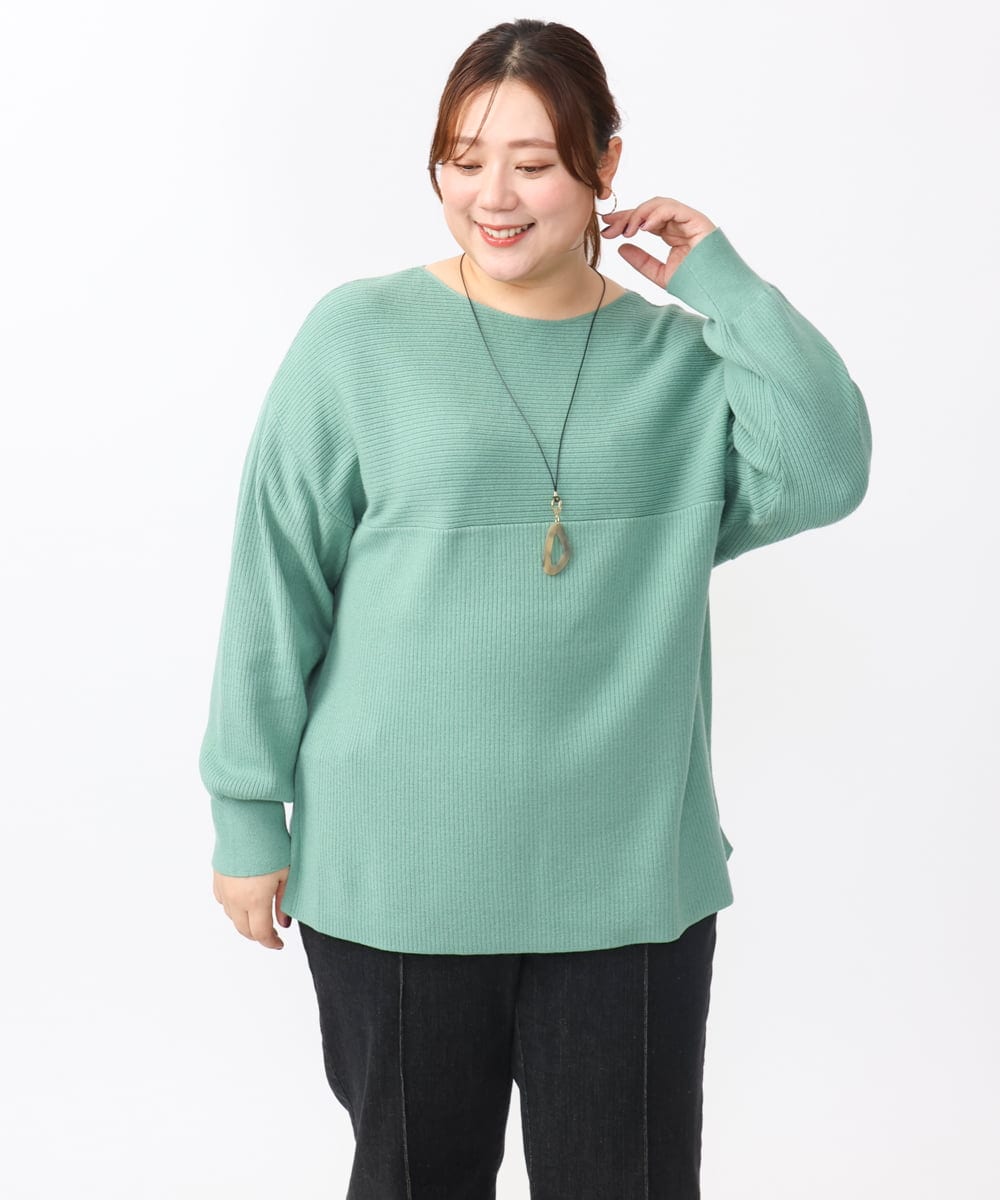 OLFAA01054 eur3(エウルキューブ) 【大きいサイズ】新色追加！ドロップショルダーカラーニット ライトグリーン(30)