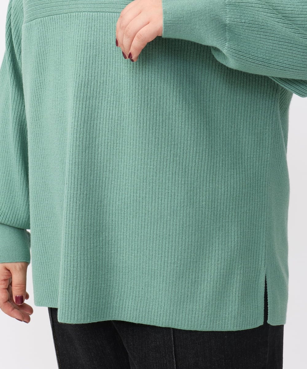 OLFAA01054 eur3(エウルキューブ) 【大きいサイズ】新色追加！ドロップショルダーカラーニット ライトグリーン(30)