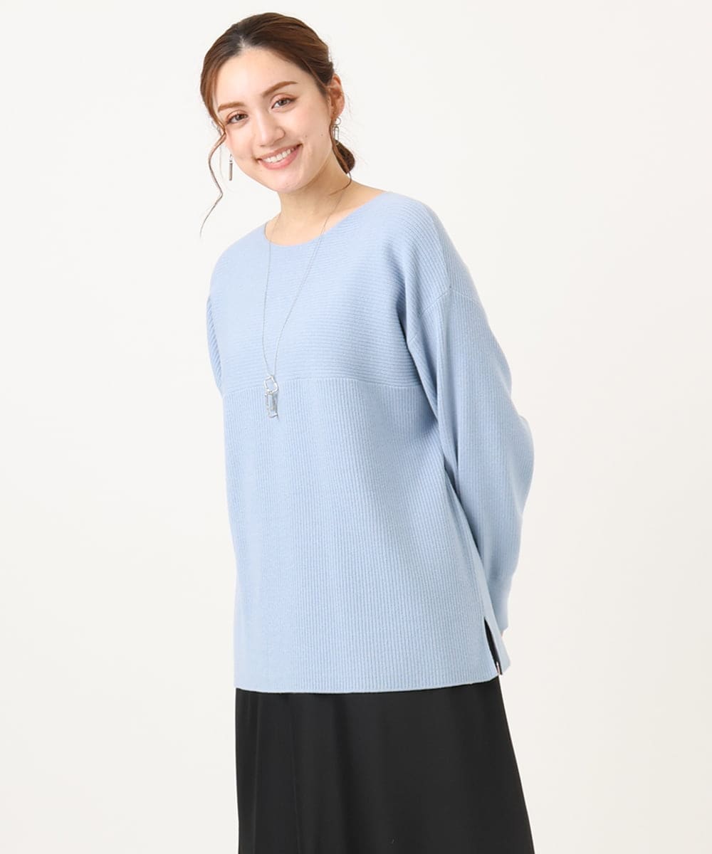 OLFAA01054 eur3(エウルキューブ) 【大きいサイズ】新色追加！ドロップショルダーカラーニット ライトブルー(50)