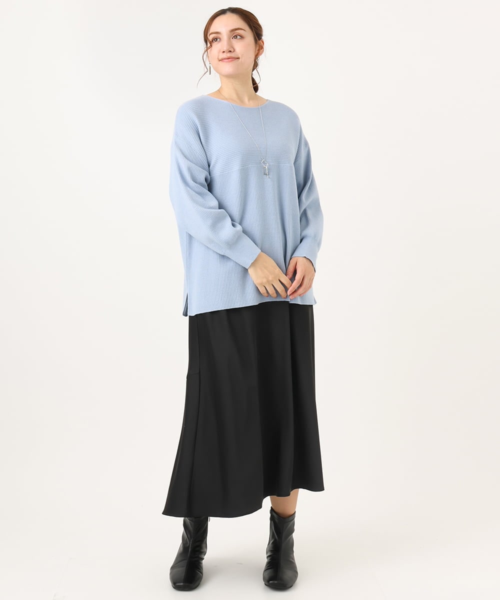 OLFAA01054 eur3(エウルキューブ) 【大きいサイズ】新色追加！ドロップショルダーカラーニット ライトブルー(50)