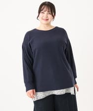OLFAA01054 eur3(エウルキューブ) 【大きいサイズ】新色追加！ドロップショルダーカラーニット ネイビー(57)