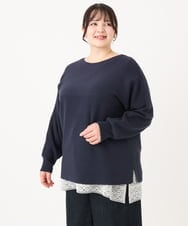 OLFAA01054 eur3(エウルキューブ) 【大きいサイズ】新色追加！ドロップショルダーカラーニット ネイビー(57)