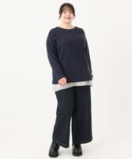 OLFAA01054 eur3(エウルキューブ) 【大きいサイズ】新色追加！ドロップショルダーカラーニット ネイビー(57)