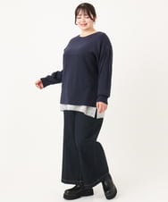 OLFAA01054 eur3(エウルキューブ) 【大きいサイズ】新色追加！ドロップショルダーカラーニット ネイビー(57)
