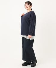OLFAA01054 eur3(エウルキューブ) 【大きいサイズ】新色追加！ドロップショルダーカラーニット ネイビー(57)