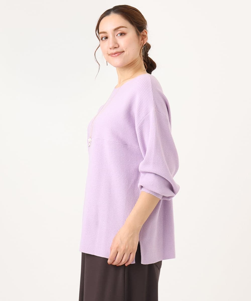 OLFAA01054 eur3(エウルキューブ) 【大きいサイズ】新色追加！ドロップショルダーカラーニット ラベンダー(60)