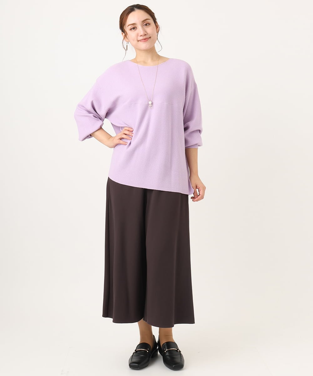 OLFAA01054 eur3(エウルキューブ) 【大きいサイズ】新色追加！ドロップショルダーカラーニット ラベンダー(60)