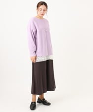 OLFAA01054 eur3(エウルキューブ) 【大きいサイズ】新色追加！ドロップショルダーカラーニット ラベンダー(60)