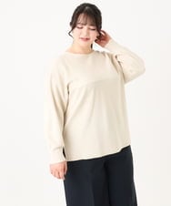 OLFAA01054 eur3(エウルキューブ) 【大きいサイズ】新色追加！ドロップショルダーカラーニット アイボリー(80)