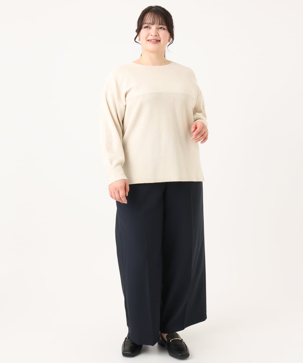 OLFAA01054 eur3(エウルキューブ) 【大きいサイズ】新色追加！ドロップショルダーカラーニット アイボリー(80)
