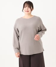 OLFAA01054 eur3(エウルキューブ) 【大きいサイズ】新色追加！ドロップショルダーカラーニット ライトグレー(91)