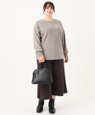 OLFAA01054 eur3(エウルキューブ) 【大きいサイズ】新色追加！ドロップショルダーカラーニット ライトグレー(91)