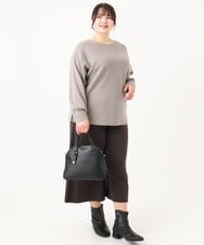 OLFAA01054 eur3(エウルキューブ) 【大きいサイズ】新色追加！ドロップショルダーカラーニット ライトグレー(91)
