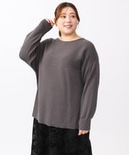 OLFAA01054 eur3(エウルキューブ) 【大きいサイズ】新色追加！ドロップショルダーカラーニット ダークグレー(93)