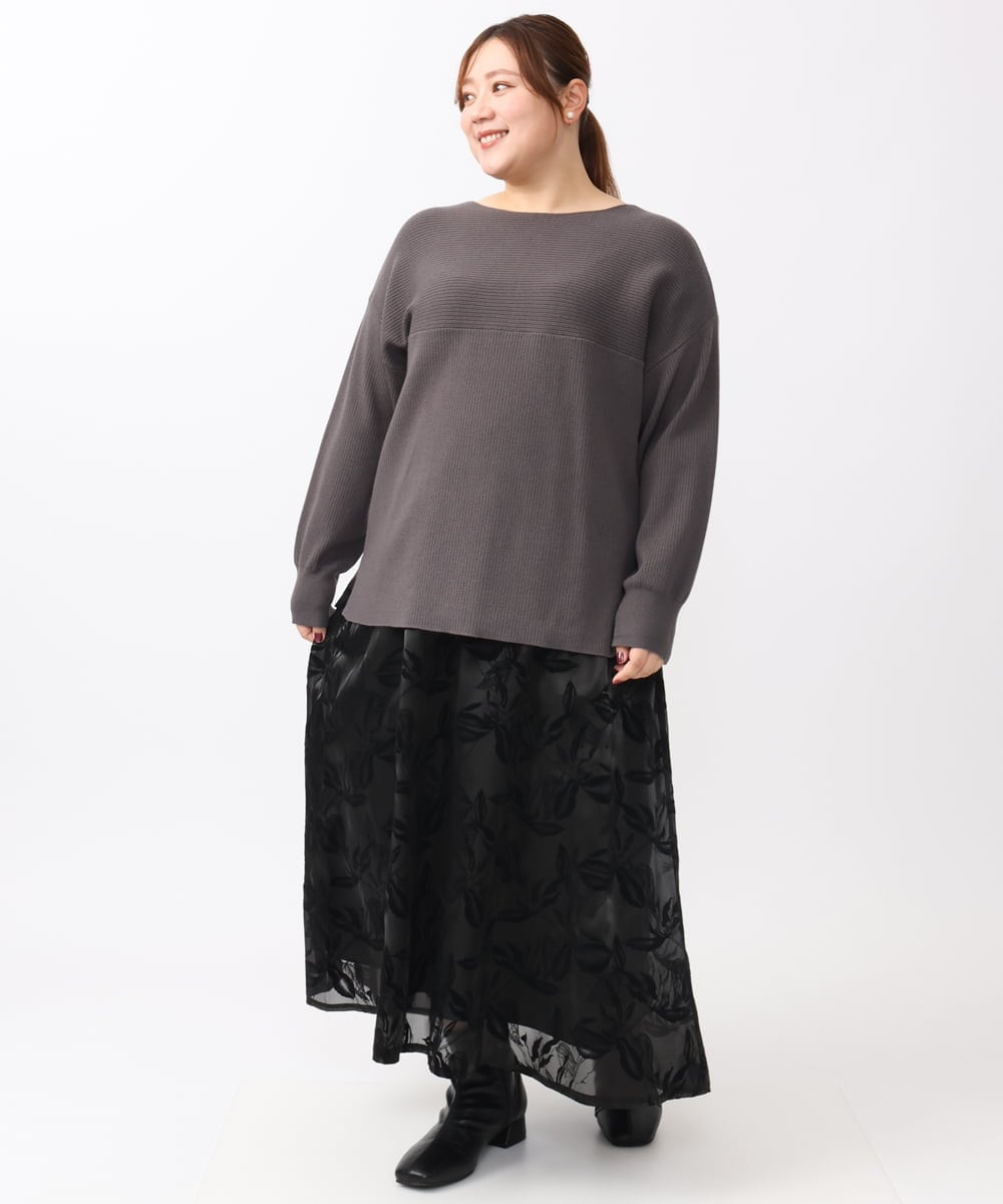 OLFAA01054 eur3(エウルキューブ) 【大きいサイズ】新色追加！ドロップショルダーカラーニット ダークグレー(93)