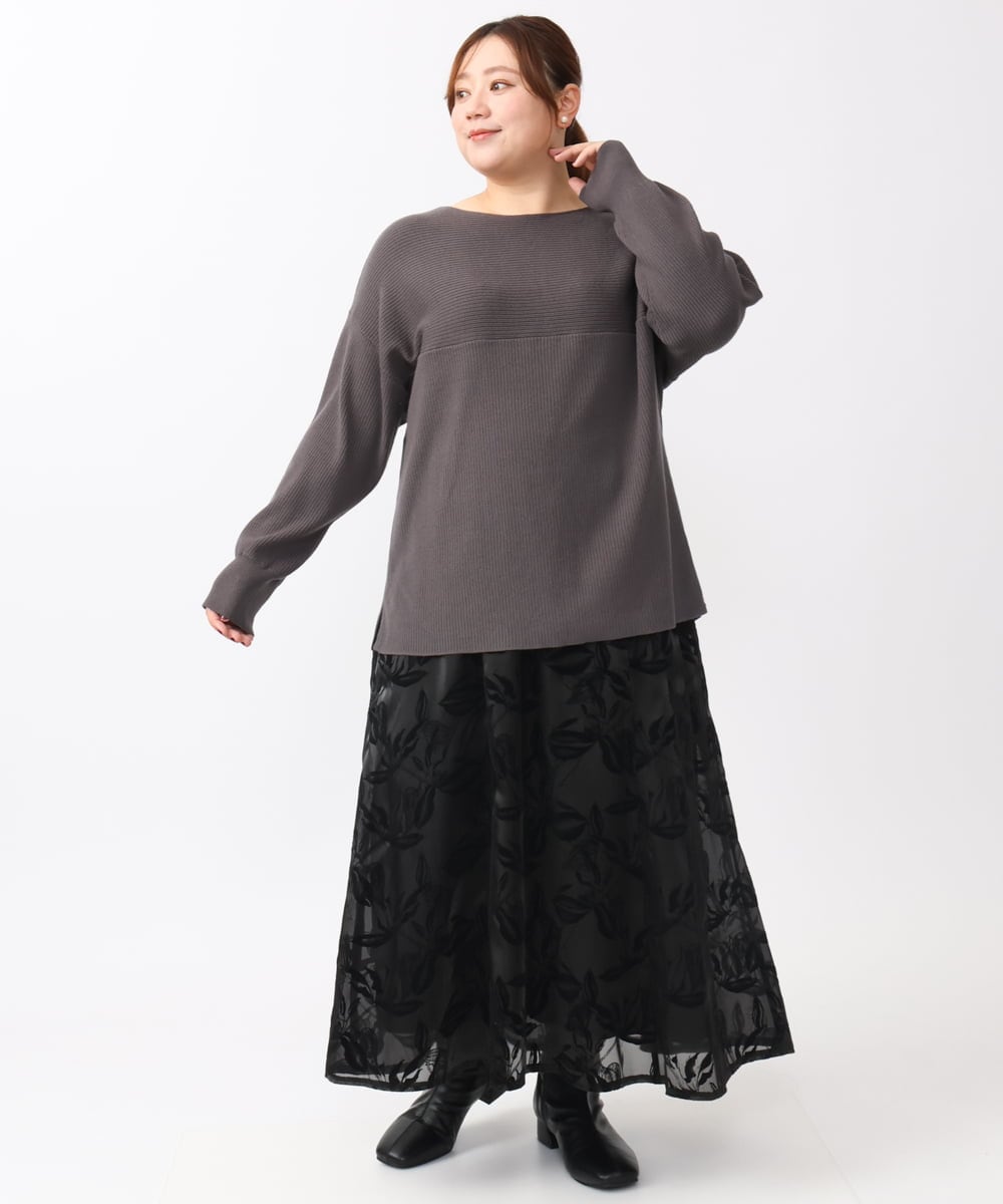 OLFAA01054 eur3(エウルキューブ) 【大きいサイズ】新色追加！ドロップショルダーカラーニット ダークグレー(93)