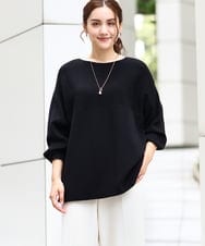 OLFAA01054 eur3(エウルキューブ) 【大きいサイズ】新色追加！ドロップショルダーカラーニット ブラック(94)