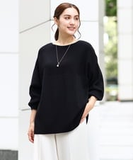 OLFAA01054 eur3(エウルキューブ) 【大きいサイズ】新色追加！ドロップショルダーカラーニット ブラック(94)