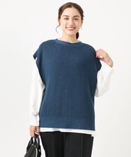 OLFAA13099 eur3(エウルキューブ) 【大きいサイズ/a.v.v×eur3】ラメニットベスト×ブラウスセット ブルー(55)