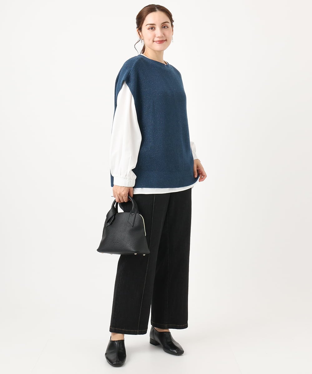 OLFAA13099 eur3(エウルキューブ) 【大きいサイズ/a.v.v×eur3】ラメニットベスト×ブラウスセット ブルー(55)