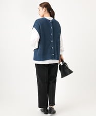 OLFAA13099 eur3(エウルキューブ) 【大きいサイズ/a.v.v×eur3】ラメニットベスト×ブラウスセット ブルー(55)