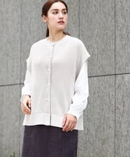 OLFAA13099 eur3(エウルキューブ) 【大きいサイズ/a.v.v×eur3】ラメニットベスト×ブラウスセット グレージュ(89)