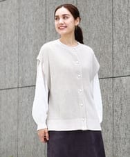 OLFAA13099 eur3(エウルキューブ) 【大きいサイズ/a.v.v×eur3】ラメニットベスト×ブラウスセット グレージュ(89)