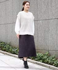OLFAA13099 eur3(エウルキューブ) 【大きいサイズ/a.v.v×eur3】ラメニットベスト×ブラウスセット グレージュ(89)