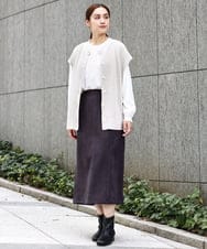 OLFAA13099 eur3(エウルキューブ) 【大きいサイズ/a.v.v×eur3】ラメニットベスト×ブラウスセット グレージュ(89)