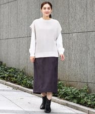OLFAA13099 eur3(エウルキューブ) 【大きいサイズ/a.v.v×eur3】ラメニットベスト×ブラウスセット グレージュ(89)