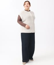 OLFAA13099 eur3(エウルキューブ) 【大きいサイズ/a.v.v×eur3】ラメニットベスト×ブラウスセット グレージュ(89)