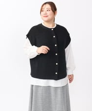 OLFAA13099 eur3(エウルキューブ) 【大きいサイズ/a.v.v×eur3】ラメニットベスト×ブラウスセット ブラック(94)