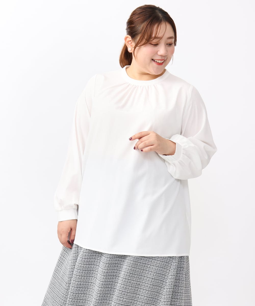 OLFAA13099 eur3(エウルキューブ) 【大きいサイズ/a.v.v×eur3】ラメニットベスト×ブラウスセット ブラック(94)